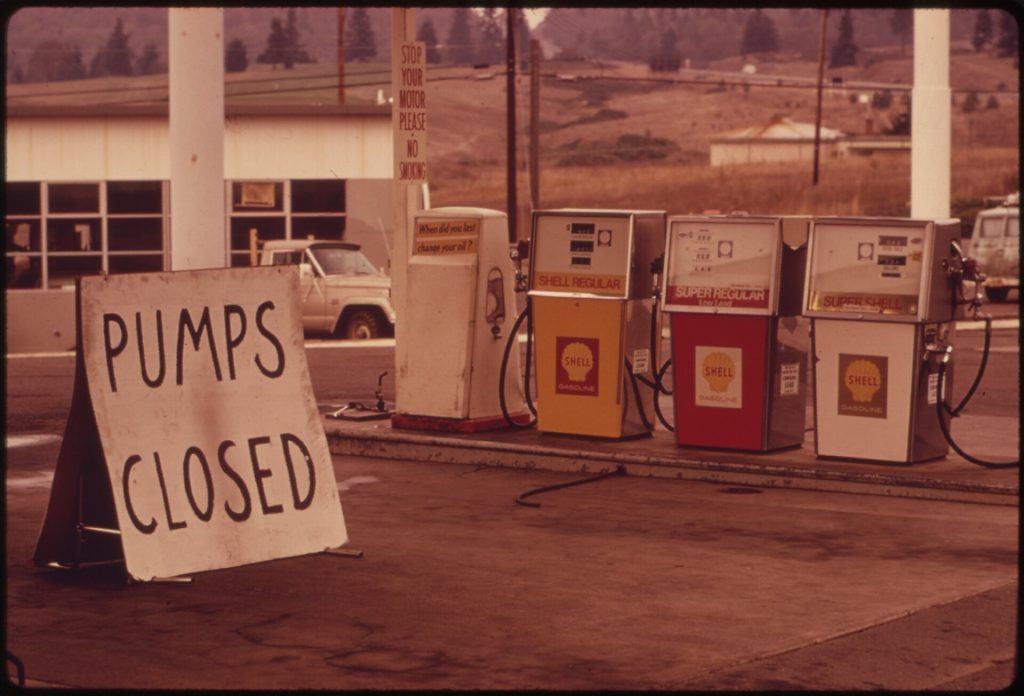 A 1973 gasoline shortage during the Arab oil embargo