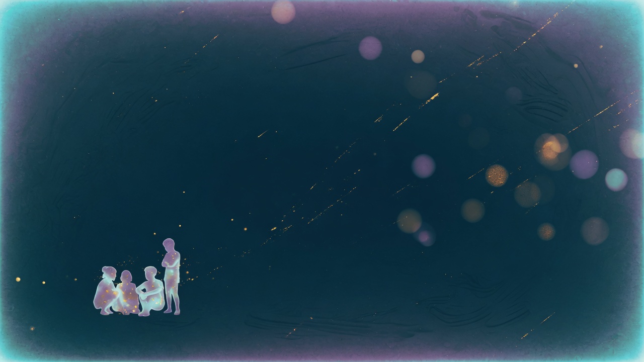 Illustration of a small group of figures dwarfed by an empty void