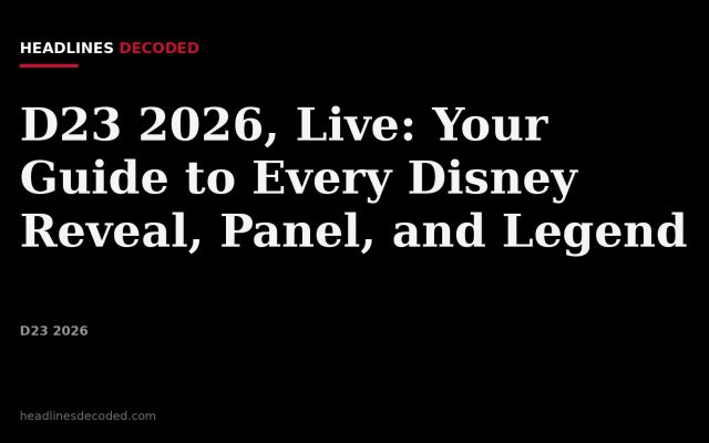 Title card for the article: D23 2026, Live: Your Guide to Every Disney Reveal, Panel, and Legend