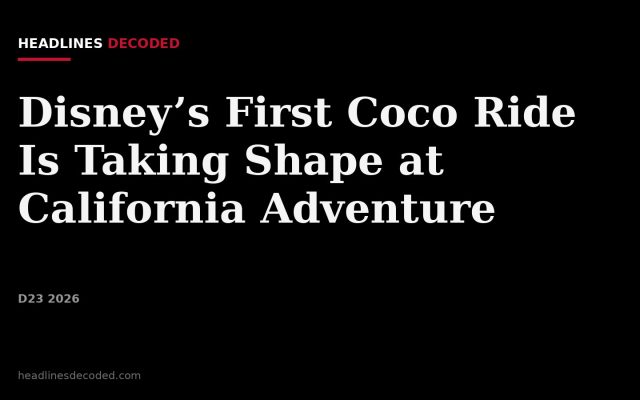 Title card for the article: Disney’s First Coco Ride Is Taking Shape at California Adventure