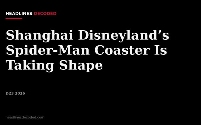Title card for the article: Shanghai Disneyland’s Spider-Man Coaster Is Taking Shape