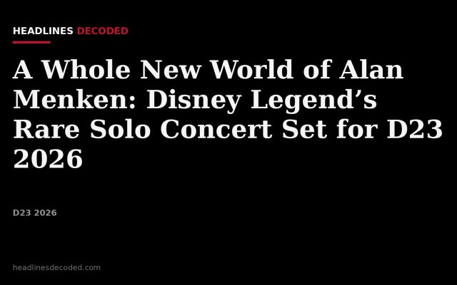 Title card for the article: A Whole New World of Alan Menken: Disney Legend’s Rare Solo Concert Set for D23 2026