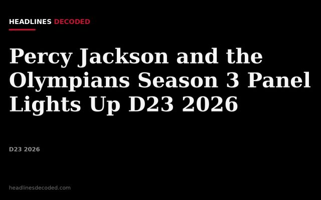 Title card for the article: Percy Jackson and the Olympians Season 3 Panel Lights Up D23 2026