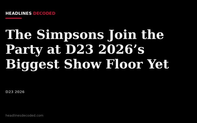 Title card for the article: The Simpsons Join the Party at D23 2026’s Biggest Show Floor Yet