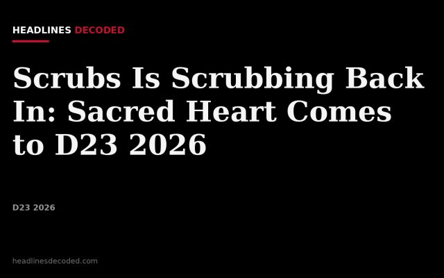 Title card for the article: Scrubs Is Scrubbing Back In: Sacred Heart Comes to D23 2026